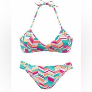Venus Lascana Missoni Multicolor Bikini 12 Bottoms D Cup Wrap Top